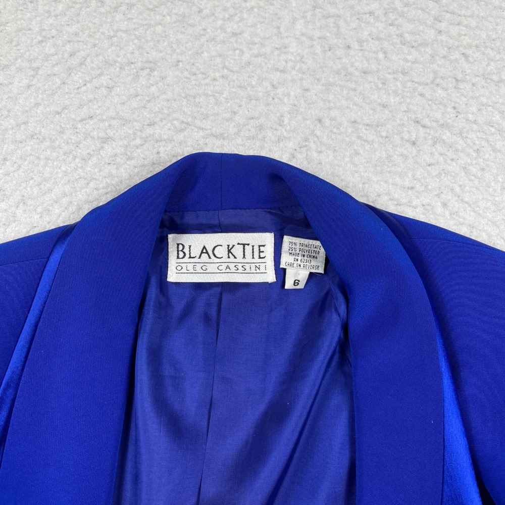 Oleg Cassini Black Tie Dress Set Womens‎ 6 Blue Maxi Gown Jacket Rhinestone - Picture 13 of 14